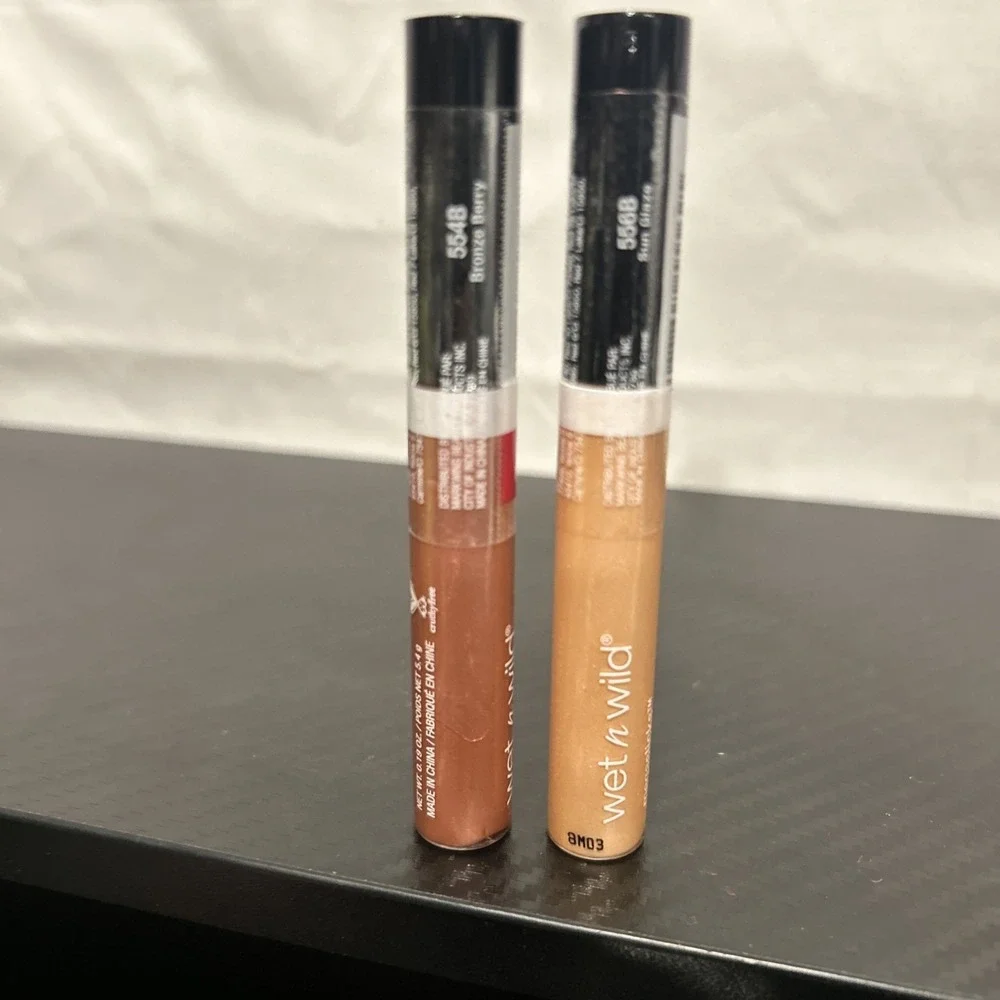 Wet n Wild MegaSlicks Lip Gloss, Bronze Berry 554B &‎ Sun Glaze 556B 0.19 oz